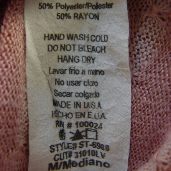 Dusty Rose Mauve Knit Crochet Back Top Tee MED - Picture 13 of 13